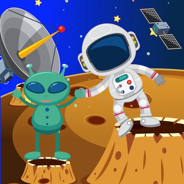 Astronaute et alien dans l&#39;espace