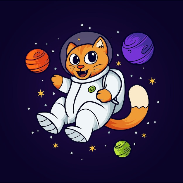 Astronaute De Chat Dans L'espace