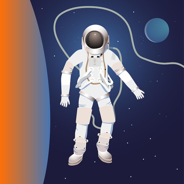 Un astronaute dans un espace ouvert sur le fond de la captivité