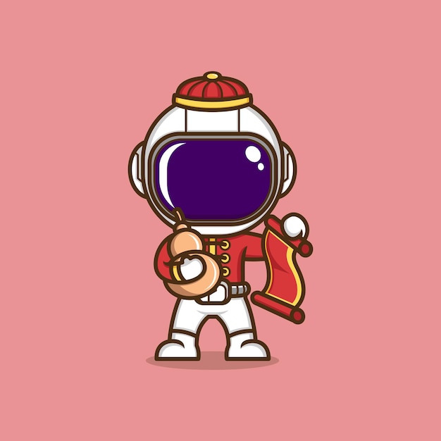 Vecteur astronaute de dessin animé mignon au nouvel an chinois