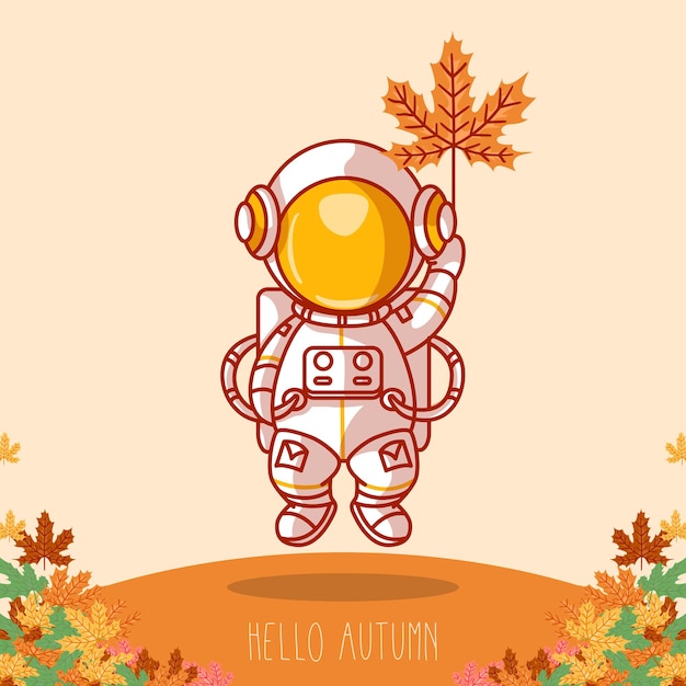 Astronaute dessiné à la main avec l'automne