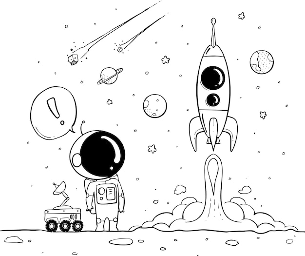 astronaute dessiné à la main