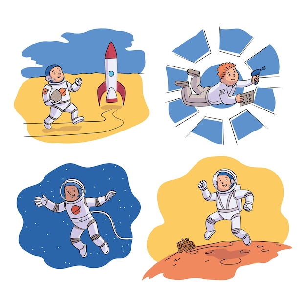 Astronaute Drôle D'enfant Portant Un Ensemble De Scènes De Costumes