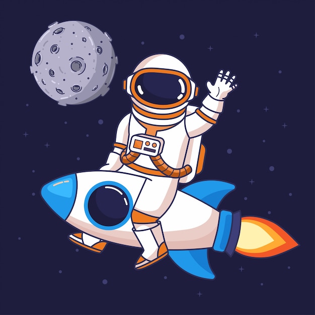 Astronaute, équitation, fusée, espace