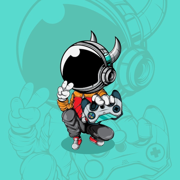 L'ASTRONAUTE AVEC L'ILLUSTRATION DU JOYSTICK GAMEPAD