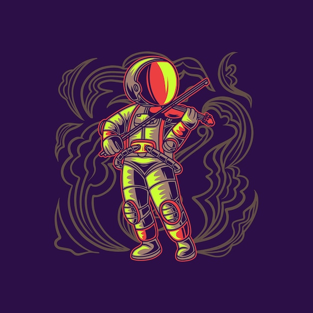 Astronaute Jouant Du Violon Illustration Cool