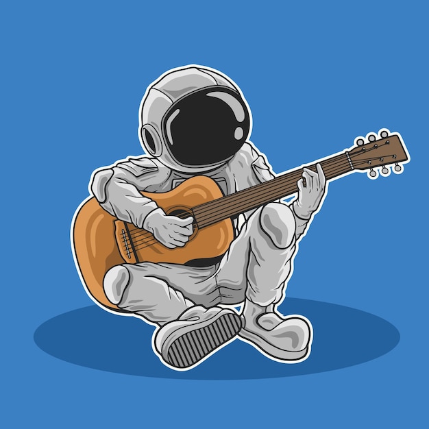 Vecteur astronaute jouant de la guitare