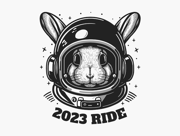 Astronaute lapin lapin hipster dans l'espace casque illustration vecteur 2023 bonne année illustration