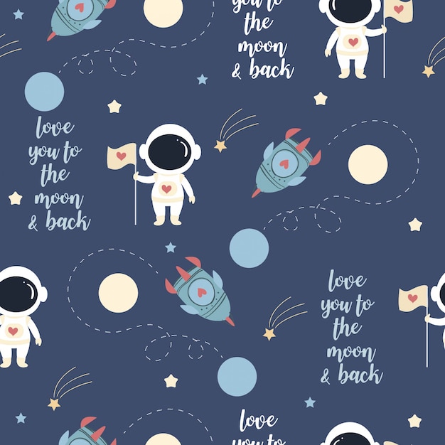 Astronaute Mignon Amoureux Sur Le Motif De L'espace