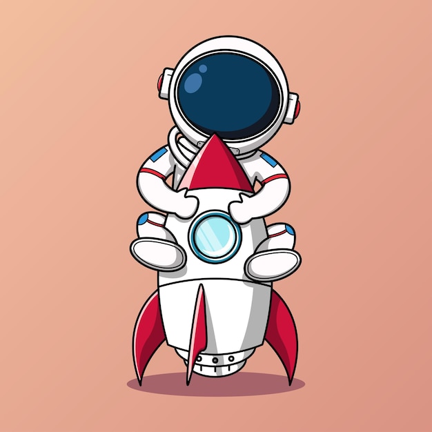 Astronaute Mignon étreignant Illustration De Fusée