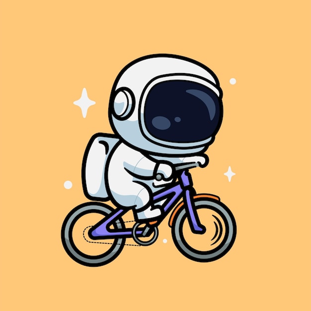 Un Astronaute Mignon Qui Fait Du Vélo.