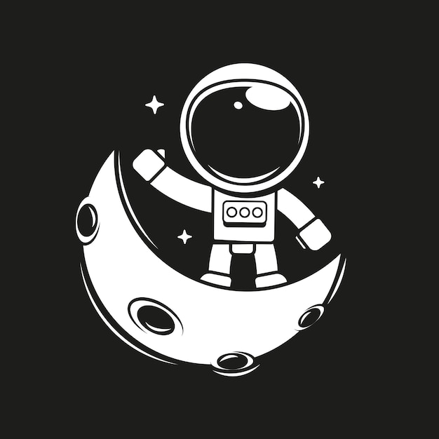 Astronaute Mignon Travaillant Sur L'illustration D'icône De Vecteur De Dessin Animé D'ordinateur Portable. Concept D'icône De Technologie Scientifique Isolé Vecteur Premium. Style De Dessin Animé Plat