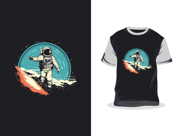 Astronaute œuvre D'art Créative Dessin De T-shirt Imprimé Vectoriel