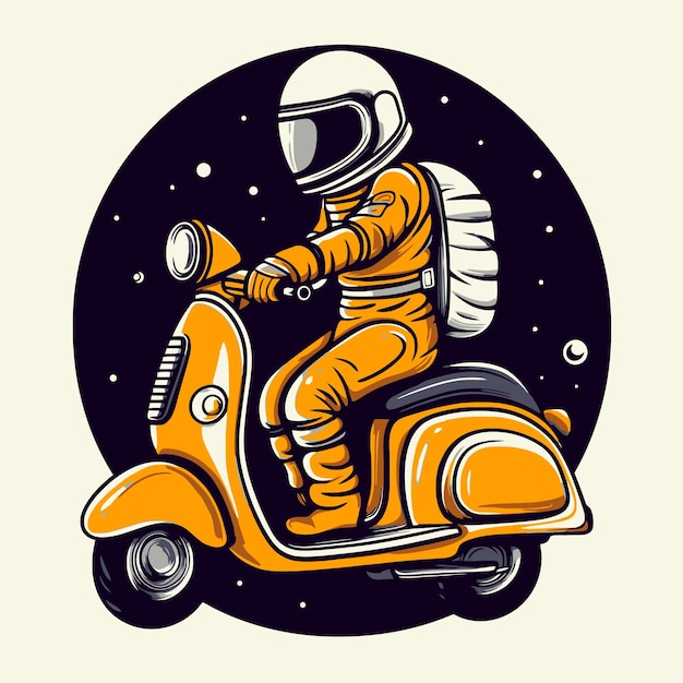 Un astronaute sur un scooter