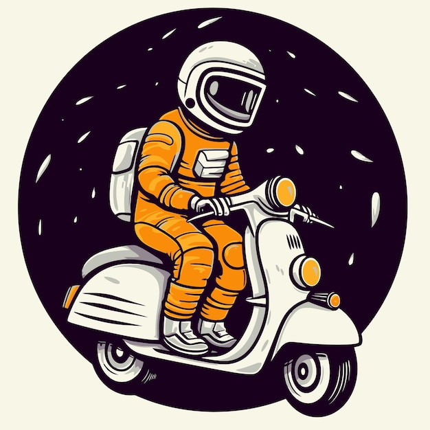 Un astronaute sur un scooter