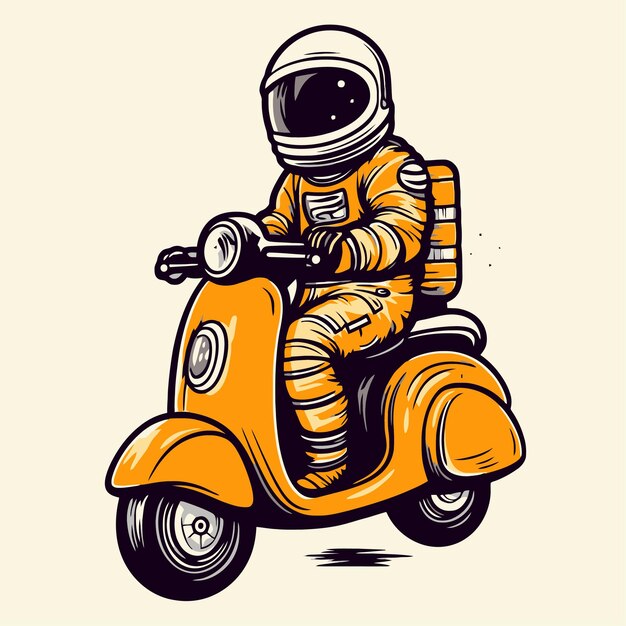 Un astronaute sur un scooter