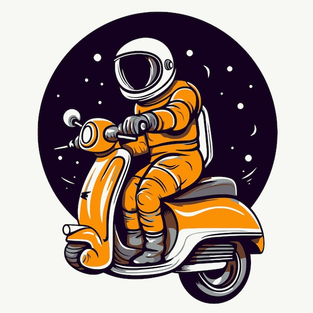 Un astronaute sur un scooter