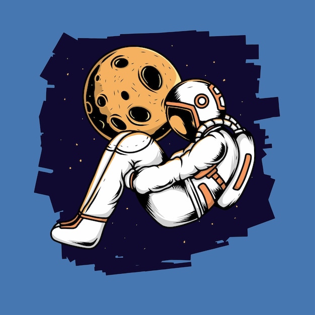 Astronaute Seul Illustration De La Lune