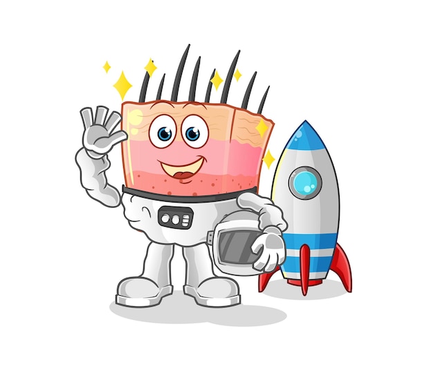 Astronaute De La Structure De La Peau Agitant Le Vecteur De Mascotte De Dessin Animé De Personnage