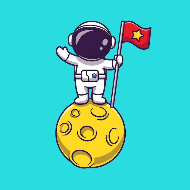 astronaute, tenue, drapeau, sur, lune