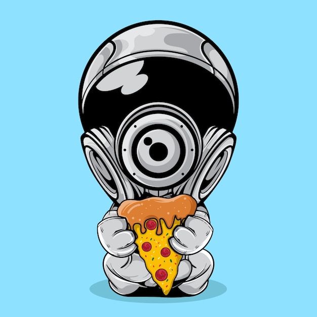 L'astronaute Avec Une Tranche De Pizza Illustration