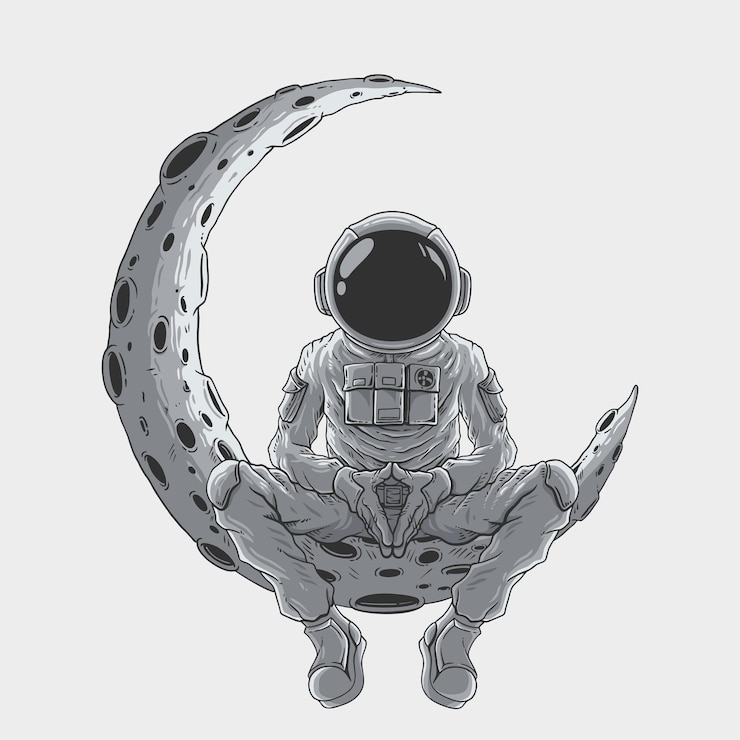 Vecteur les astronautes sont assis sur la lune
