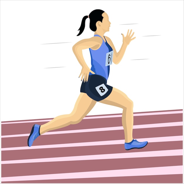 Vecteur athlète féminine sur piste de course conception d'illustration vectorielle plate