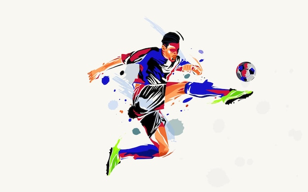 Athlète de sport de football dans un style de silhouette abstraite Design avec un concept sportif national