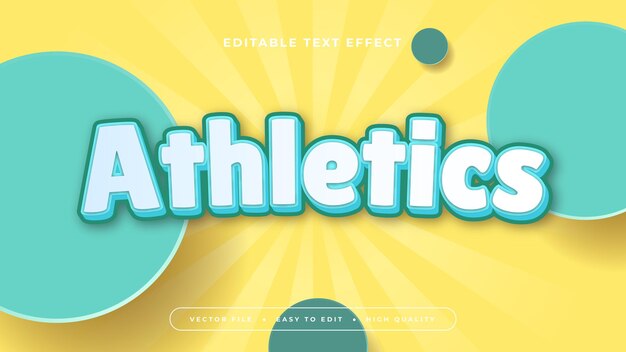 Athlétisme jaune vert et blanc style de police d'effet de texte 3D modifiable