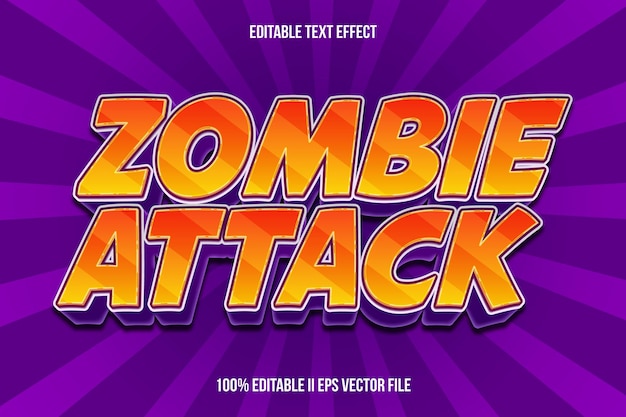 Attaque de zombies Effet de texte modifiable Style de dégradation en relief 3D