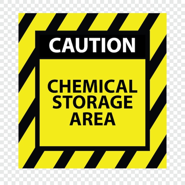 Attention vecteur d'autocollant de zone de stockage de produits chimiques