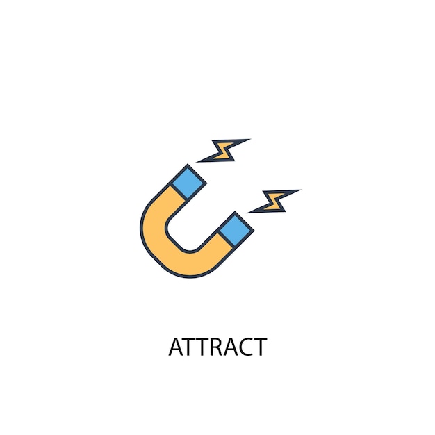 Attirer l'icône de la ligne de couleur concept 2. Illustration simple d'élément jaune et bleu. attirer la conception de symbole de contour de concept