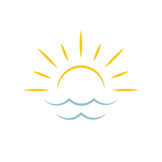 Aube Sur Mer Soleil Icône Agence De Voyage Emblème Concept Logo Vectoriel Modèle