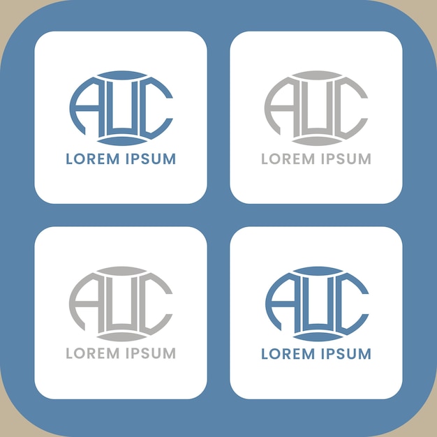 AUC Création abstraite du logo de la lettre initiale. Logo d'entreprise de lettre de forme de cercle de monogramme AUC.
