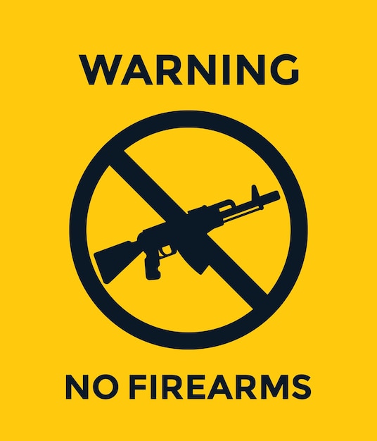 Aucun Signe D'armes à Feu Avec Un Fusil Automatique Aucune Affiche De Vecteur D'armes à Feu