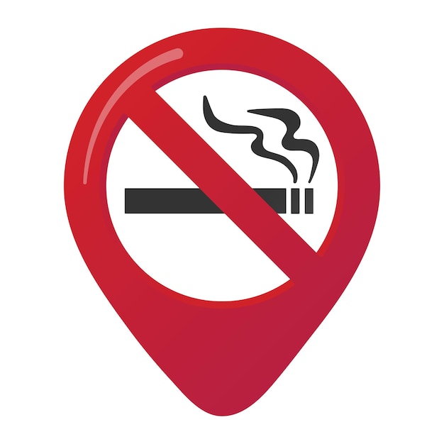 Aucun Signe D'icône De Broche De Carte De Marqueur De Zone Fumeur Avec Cigarette De Style Dégradé Design Plat