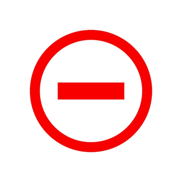 Vecteur aucune entrée minus stop icône de signe rouge illustration vectorielle isolée