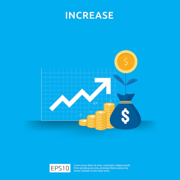 Augmentation Du Taux De Salaire. Graphique Des Revenus De Marge De Croissance Graphique. Finance La Performance Du Retour Sur Investissement Roi Concept Avec élément De Flèche. Conception De Style Plat