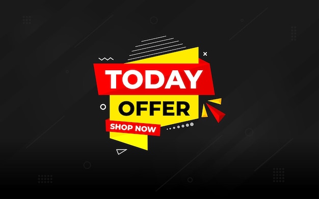 Aujourd'hui Offre bannière de remise Offre de vente modèle vectoriel de bannière Étiquette de vente et offre de remise