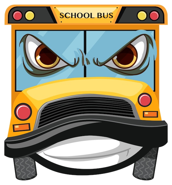 Vecteur autobus scolaire avec expression faciale