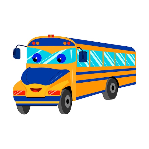 Autobus Scolaire Jaune De Dessin Animé Avec Des Yeux Bus Pour Enfants Transport Urbain Vecteur De Vue De Face