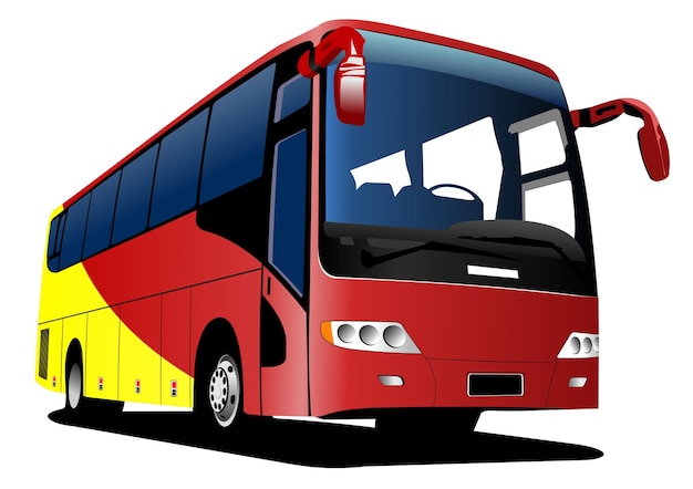 Autobus De Ville Rougejaune Sur La Route