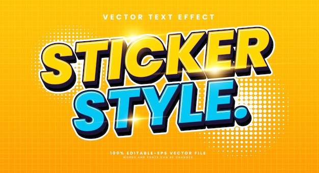Autocollant bande dessinée 3d effet de style de texte vectoriel modifiable avec un thème de dessin animé traditionnel