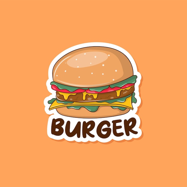 Vecteur autocollant burger coloré dessiné à la main