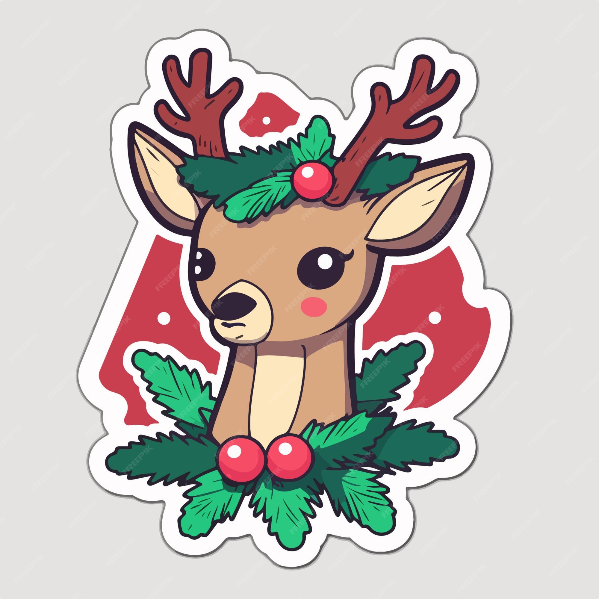 Autocollant de cerf de Noël feuille d'autocollants imprimables de renne