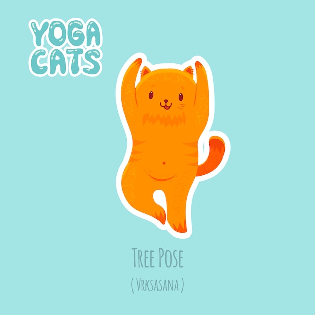 Vecteur autocollant avec un chat mignon pratiquant le yoga