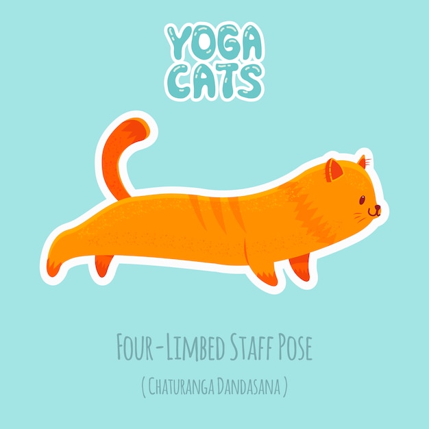 Autocollant Avec Un Chat Mignon Pratiquant Le Yoga