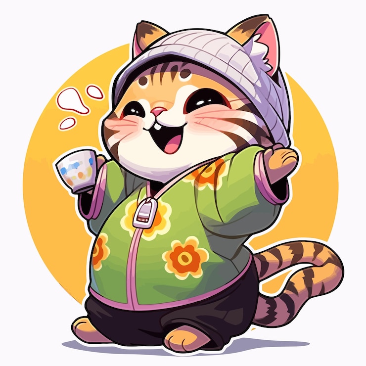 Vecteur un autocollant de chat mignon
