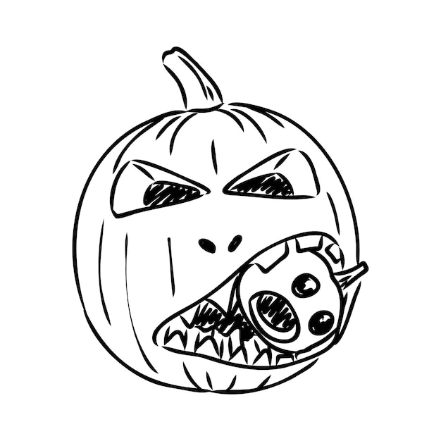 Autocollant citrouille d'halloween illustration vectorielle citrouille pour croquis de vecteur d'halloween