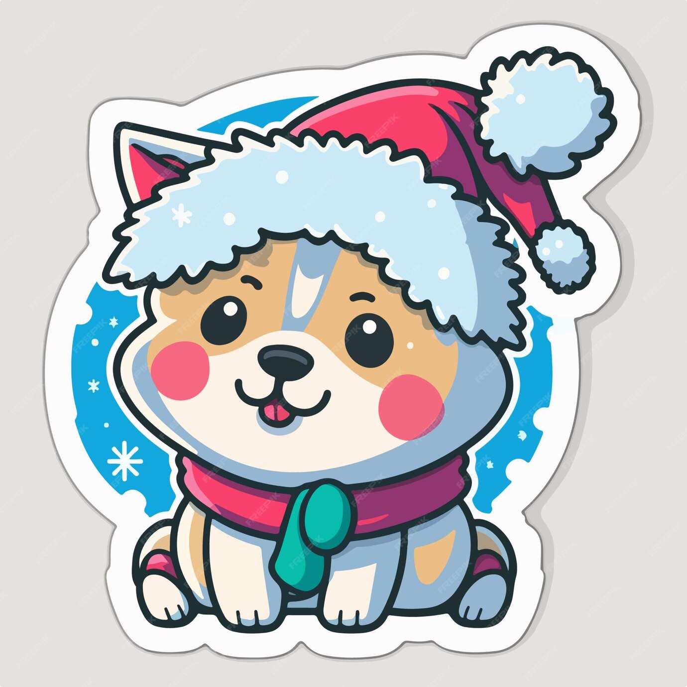 Autocollant De Dessin Animé De Chien De Noël Autocollants De Chiot De
